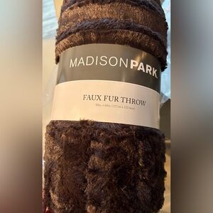 Madison Park Dark Brown Faux Fur Throw